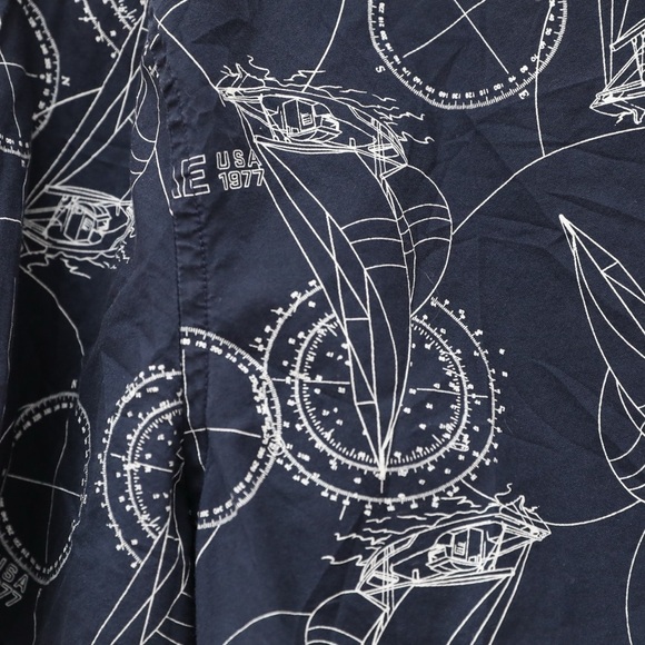 American Eagle Nautical print shortsleeve men's shirt navy blue L Large cotton - Picture 9 of 10